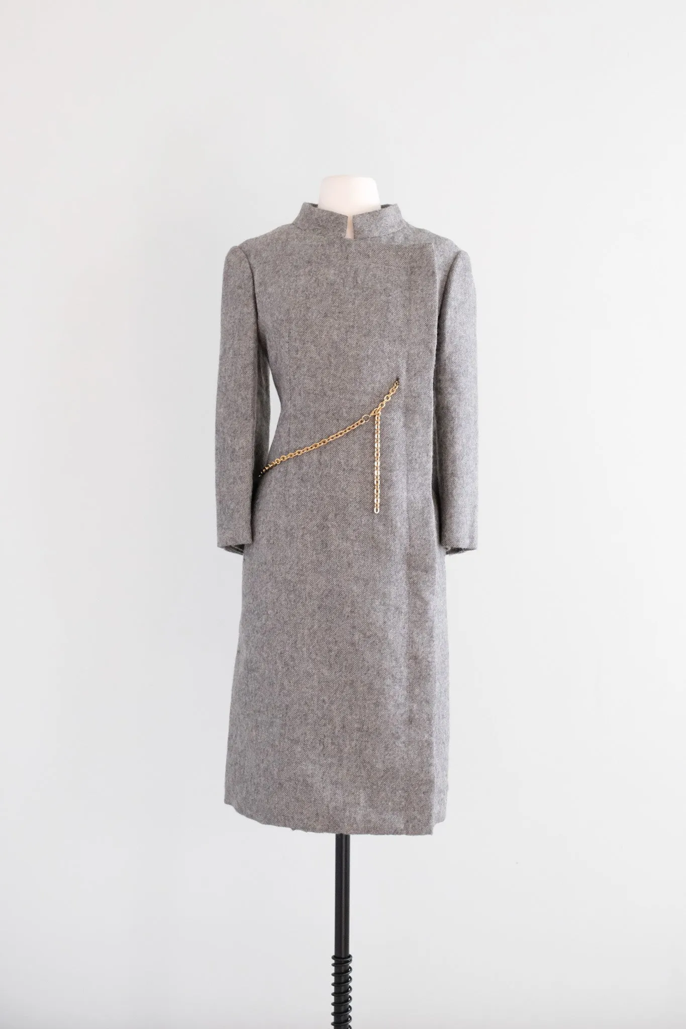 Marvelous 1960's Structured Grey Wool Coat Saks Fifth Ave / Sz M
