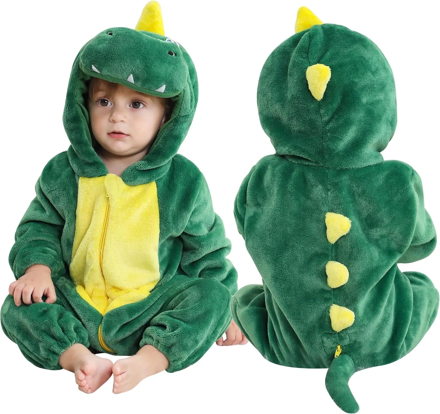 MICHLEY Unisex Baby Animal Costume Winter Autumn Flannel Hooded Romper Cosplay Jumpsuit