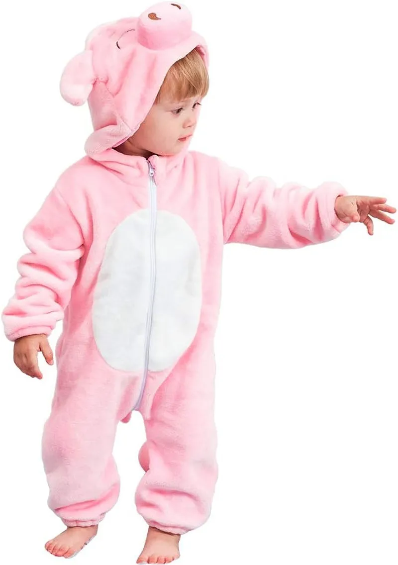 MICHLEY Unisex Baby Animal Costume Winter Autumn Flannel Hooded Romper Cosplay Jumpsuit