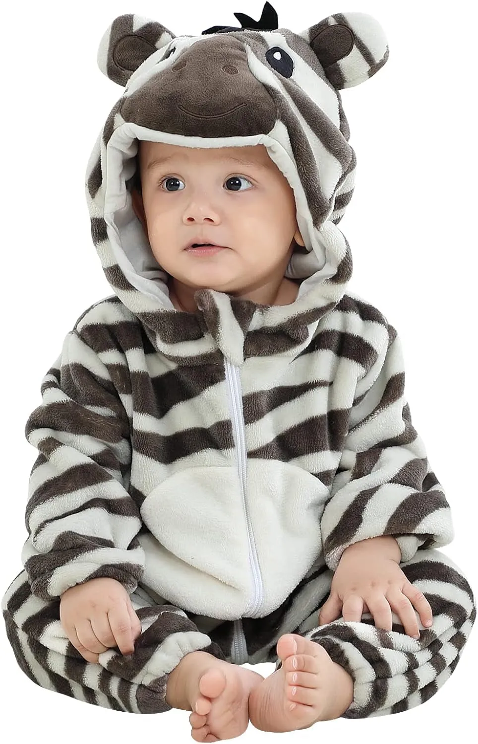 MICHLEY Unisex Baby Animal Costume Winter Autumn Flannel Hooded Romper Cosplay Jumpsuit