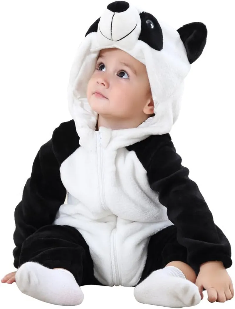 MICHLEY Unisex Baby Animal Costume Winter Autumn Flannel Hooded Romper Cosplay Jumpsuit