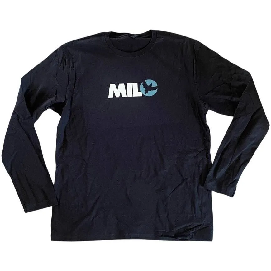 Milosport Bird Logo Long Sleeve T Shirt in Black and Blue