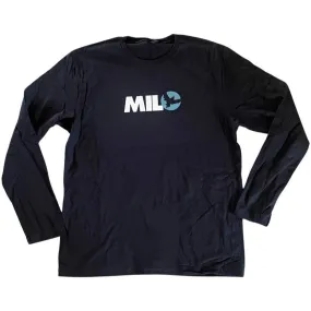 Milosport Bird Logo Long Sleeve T Shirt in Black and Blue