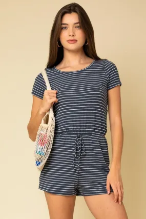 Navy Back Twist Romper