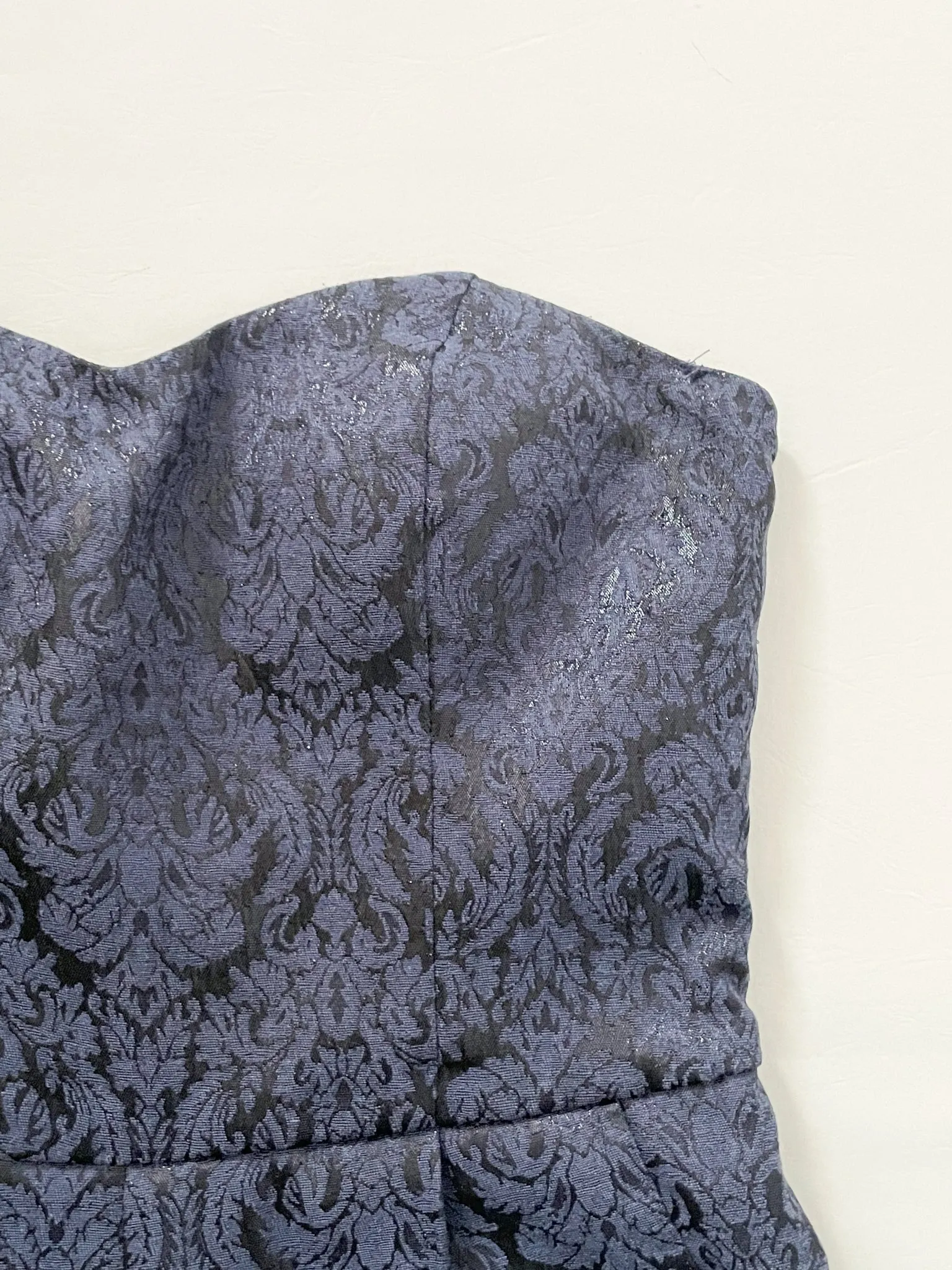 Navy Brocade Strapless Sweetheart Romper - Small