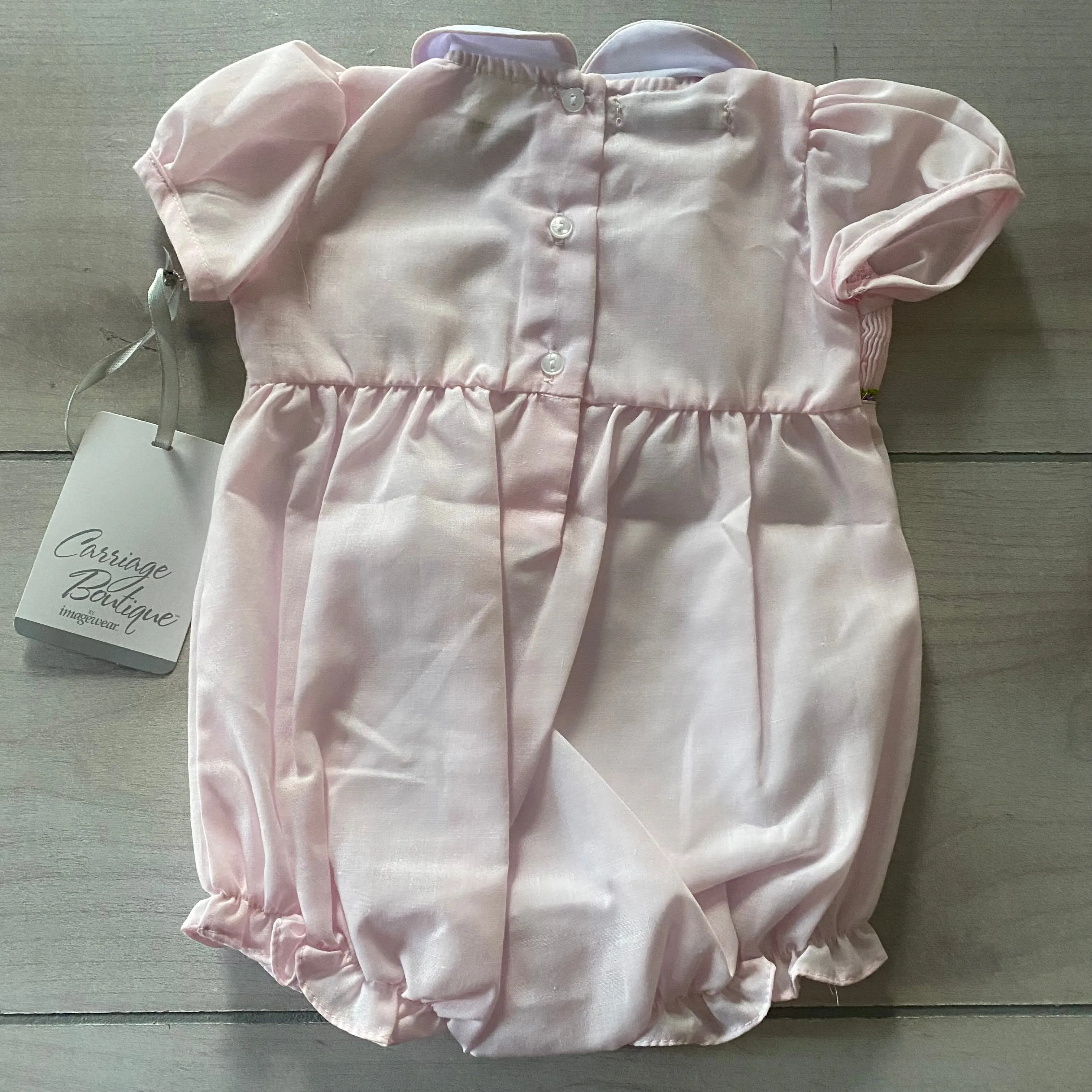 NEW Carriage Boutiques Pink Smocked Bunny Bubble Romper