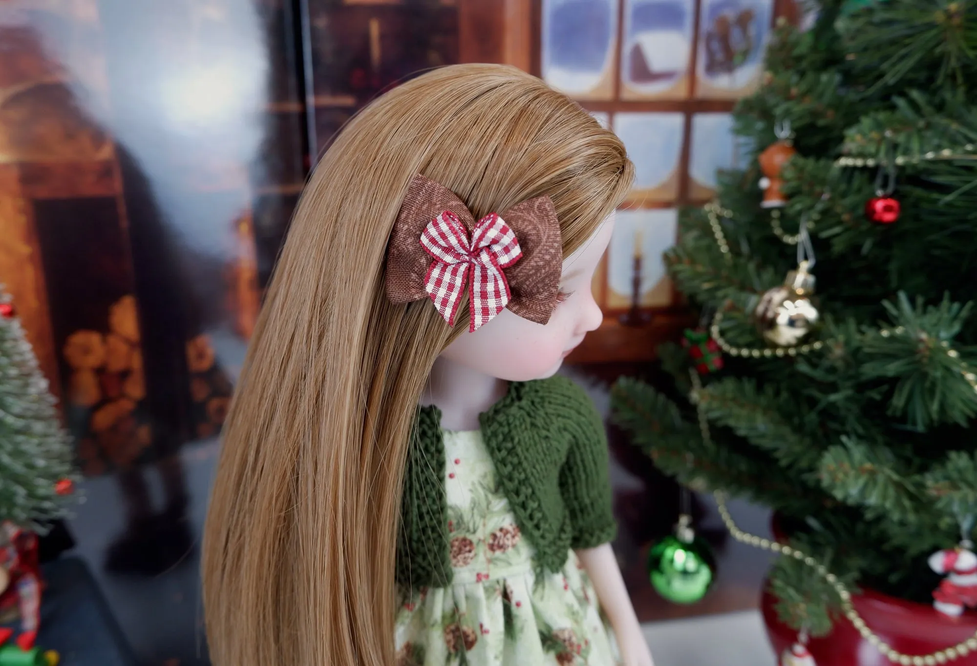 Pine Cone Noel - dress with sweater & boots for Ruby Red Fashion Friends doll