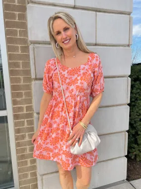Pink/Orange Bloom Babydoll Dress