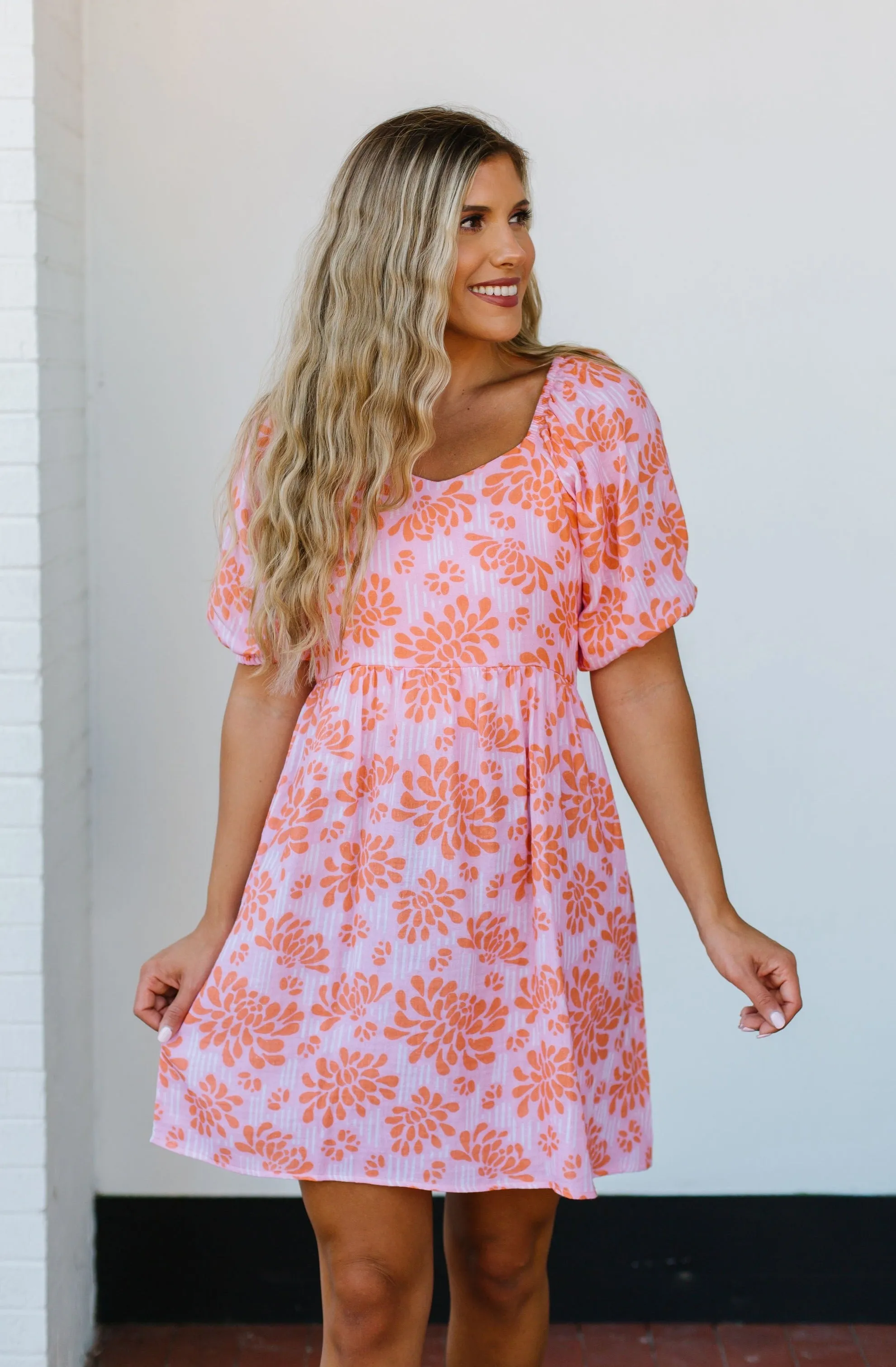Pink/Orange Bloom Babydoll Dress