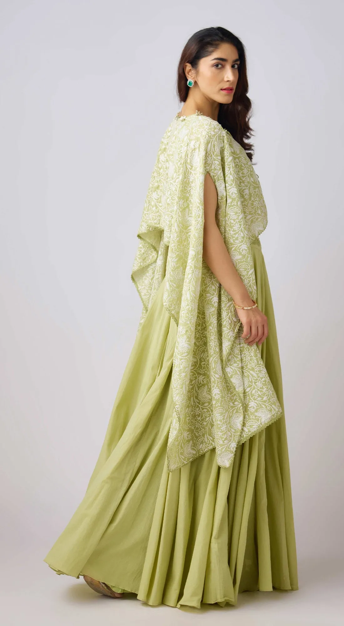 Pista Cotton Embroidered Cape Set