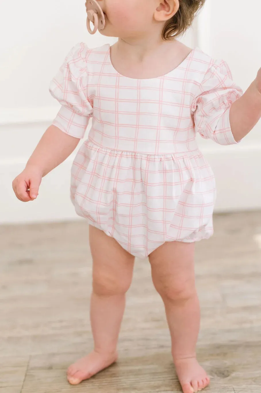 Puff Romper in Pink Picnic