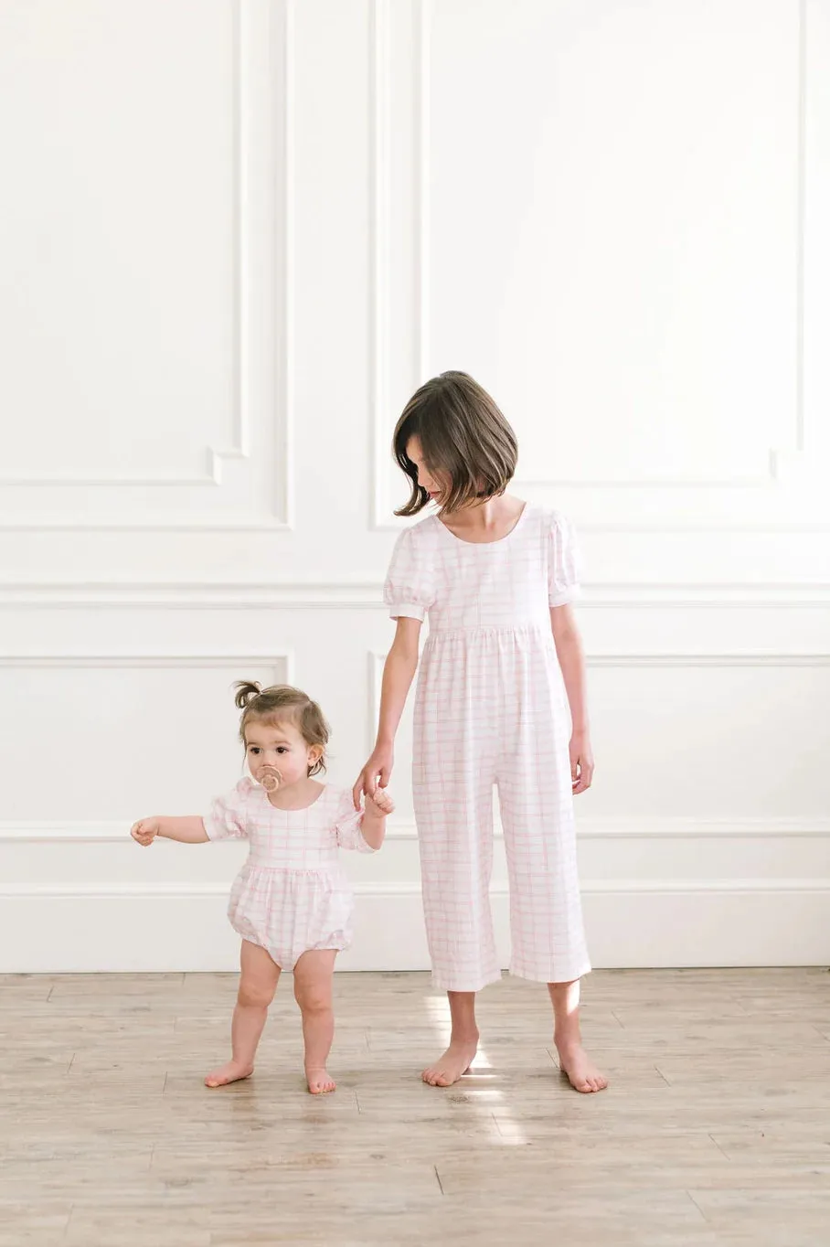 Puff Romper in Pink Picnic
