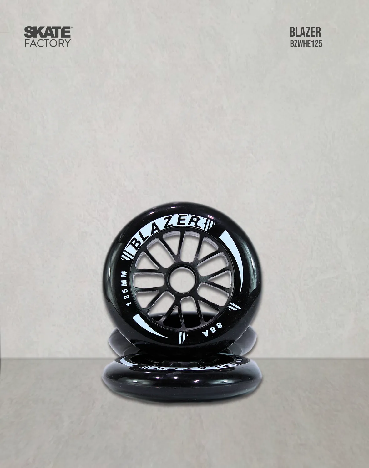 RUEDAS PARA PATINES SET DE 3PZ BLAZER 125MM DUREZA 88A NEGRO