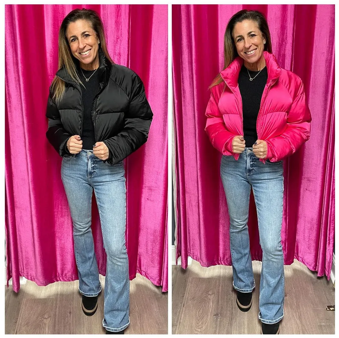 Satin Cropped Puffer Jacket