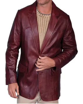 Scully Men's Burgundy Leather Blazer Sport Coat 501 179
