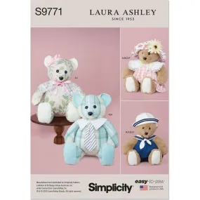 Simplicity Sewing Pattern S9771 Plush Bear with Clothes and Hats by Laura Ashley