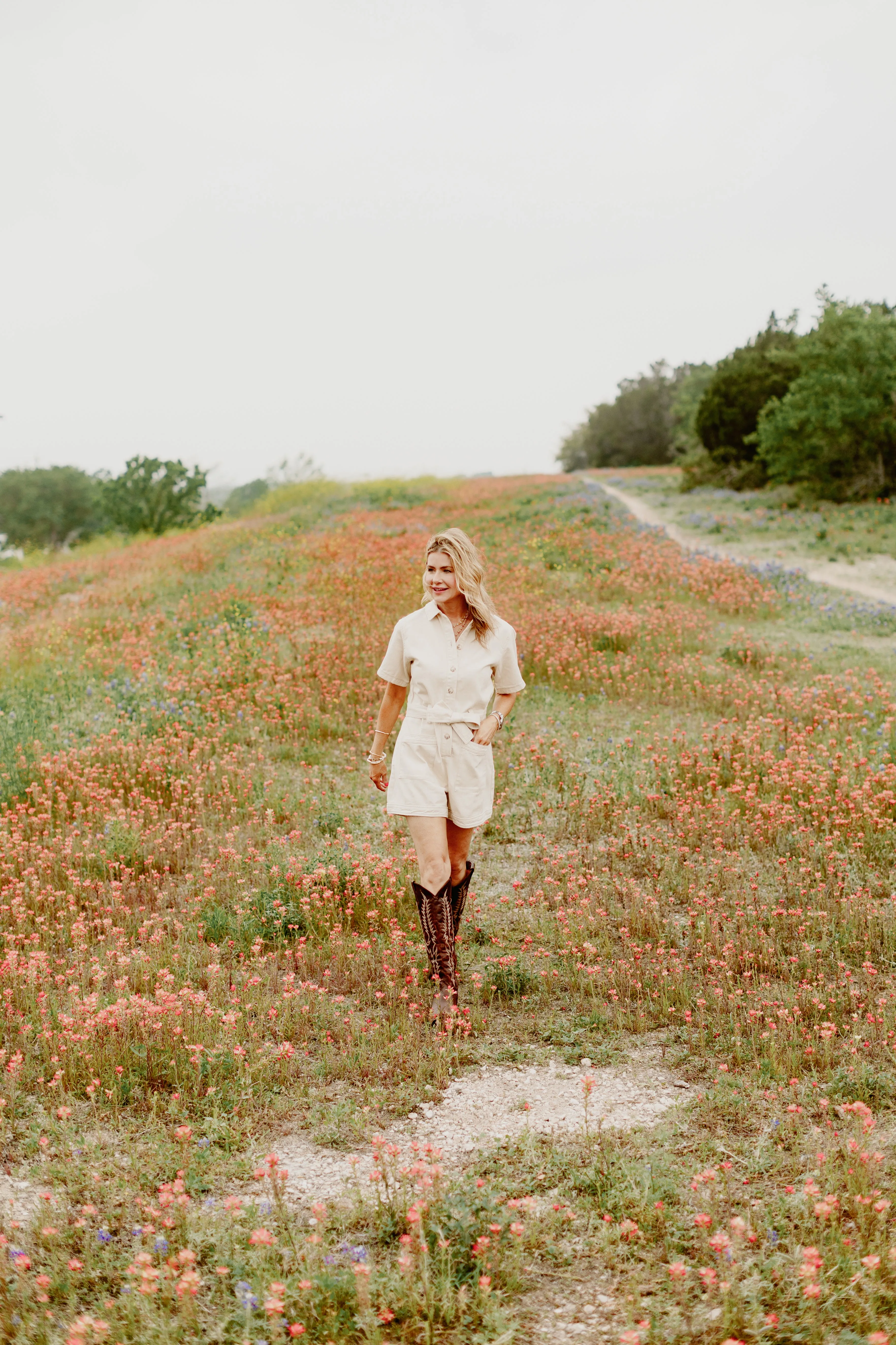 Soft Denim Romper in Cream