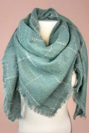 Solid Textured Blanket Scarf Blue