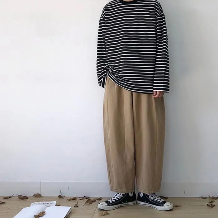 Striped Loose Long Sleeve T-shirt N0515