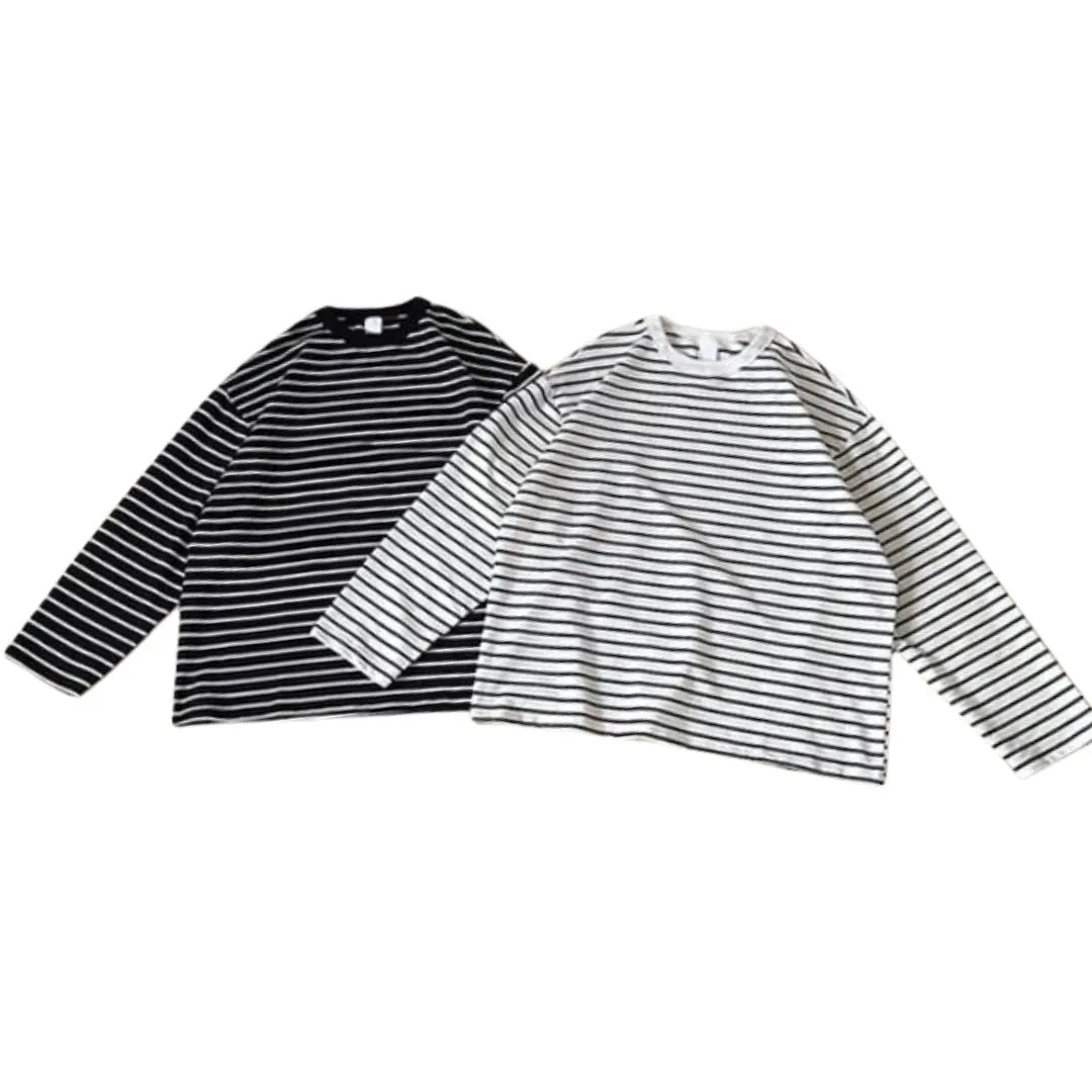 Striped Loose Long Sleeve T-shirt N0515