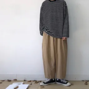 Striped Loose Long Sleeve T-shirt N0515