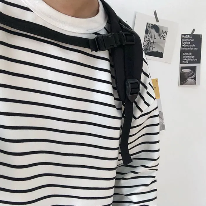 Striped Loose Long Sleeve T-shirt N0515
