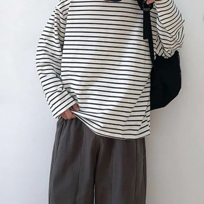 Striped Loose Long Sleeve T-shirt N0515