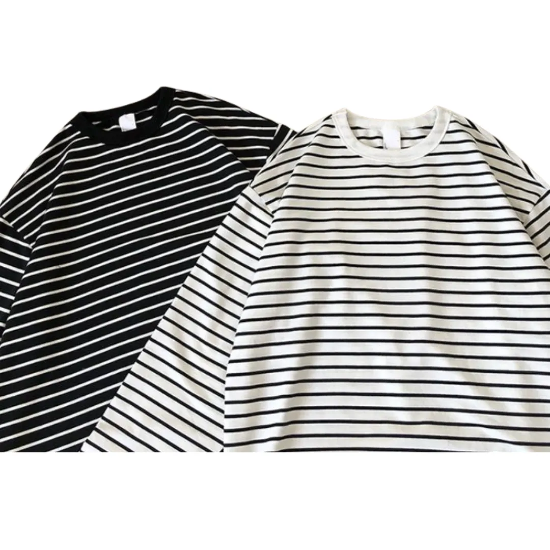Striped Loose Long Sleeve T-shirt N0515