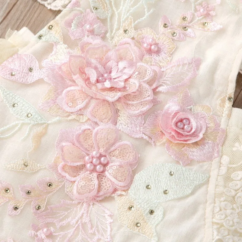 The Iliana Flutter-Sleeve Hand-Embroidered Romper
