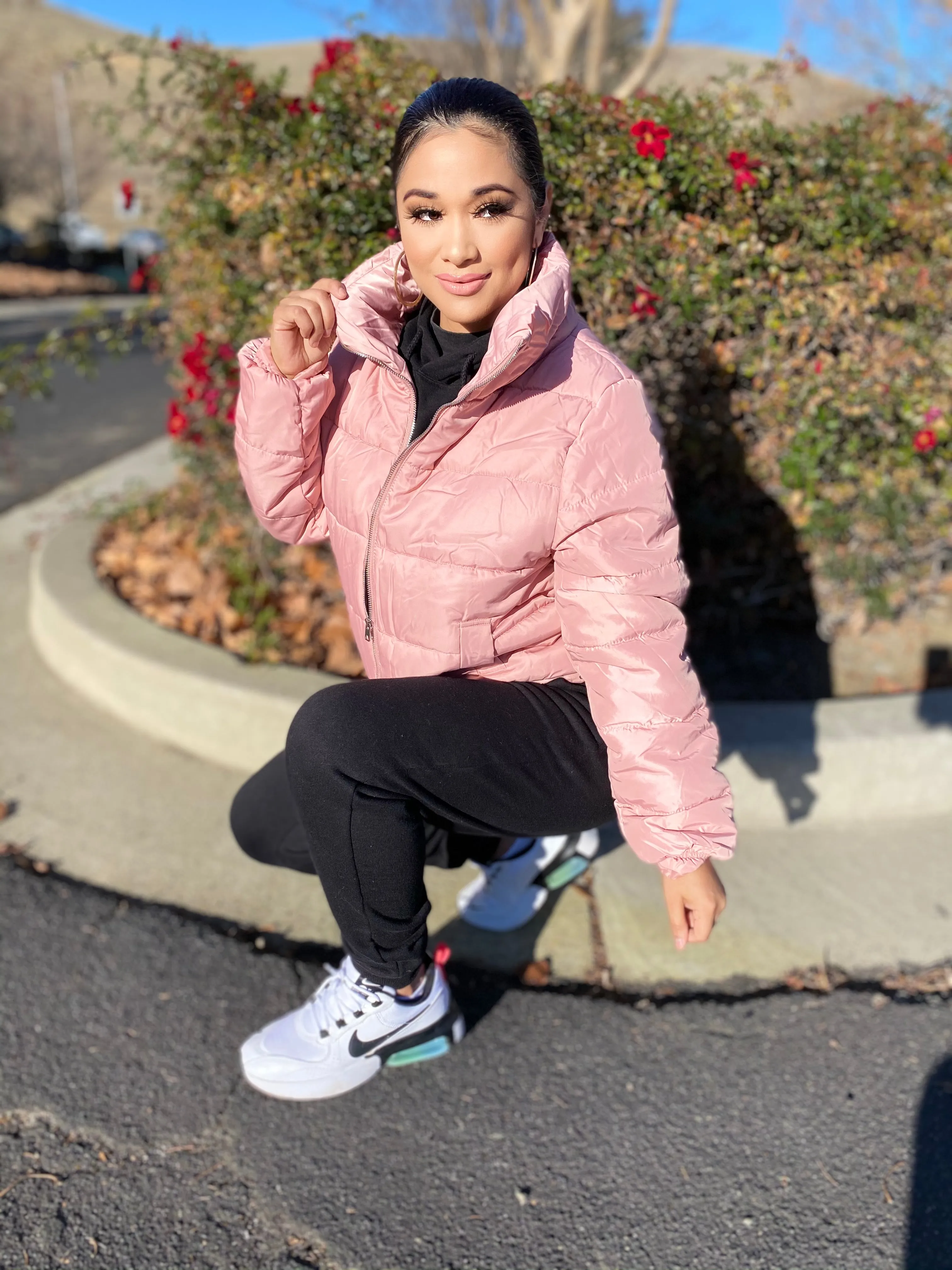 The Puff Cropped Zip-Up Parka Jacket (light pink)