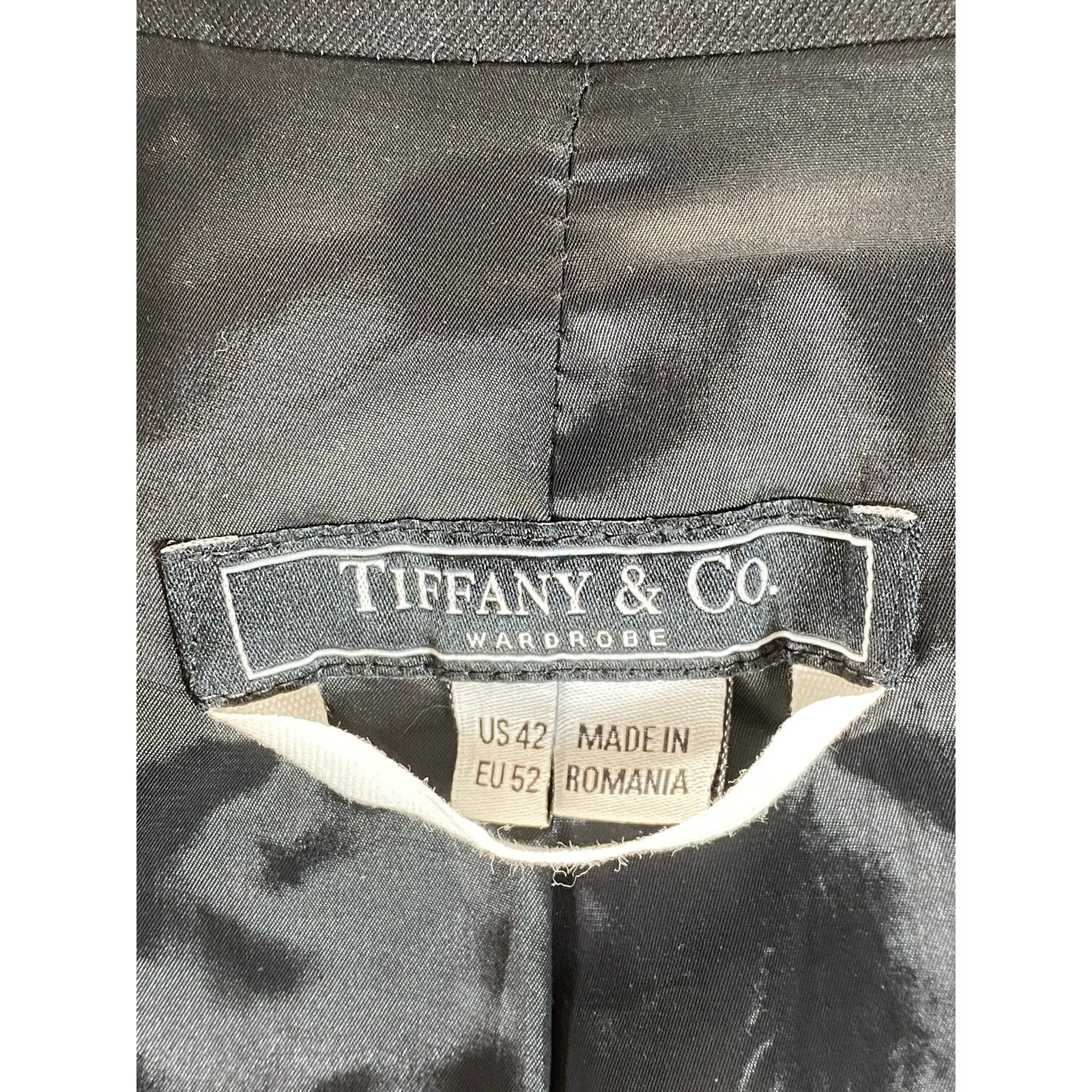 TIFFANY & CO Wardrobe Men's Solid Black Two-Button Blazer SZ 42R