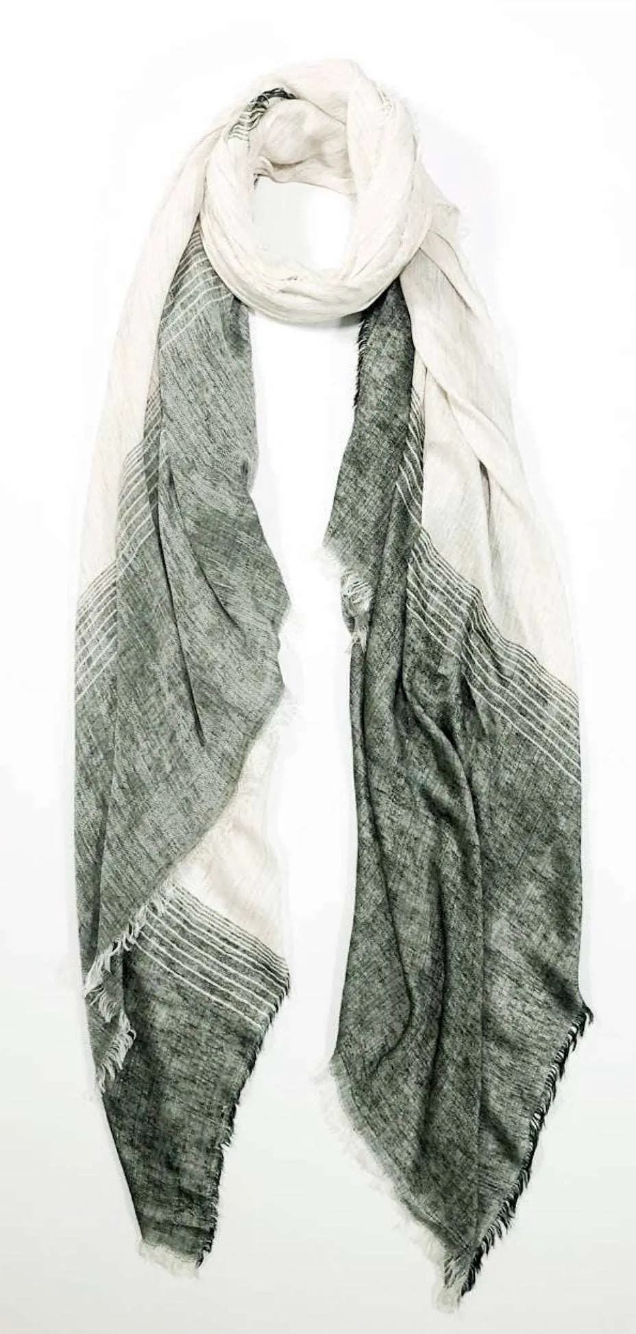 Turkish Linen Scarf - Natural/Forest