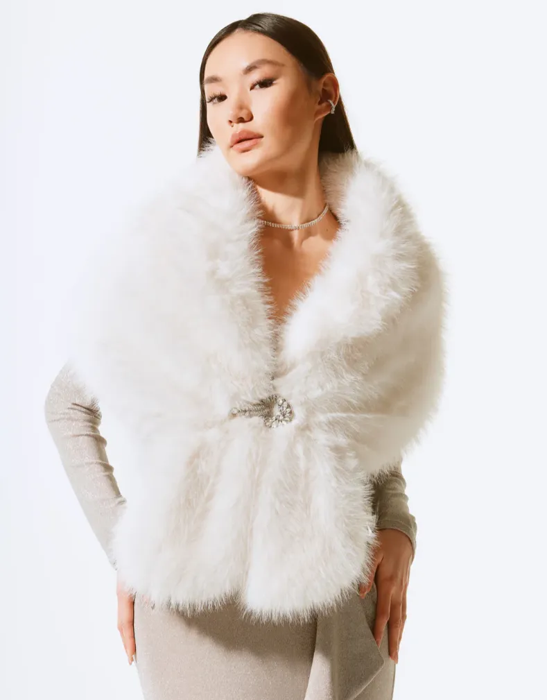 Vanilla Faux Fur Cape