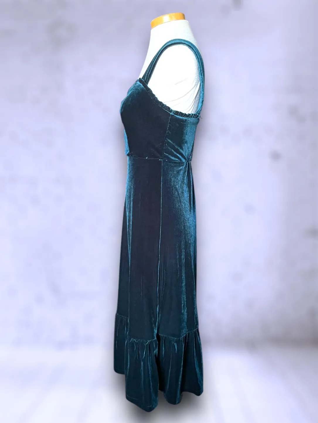Vintage Betsy Johnson Green Teal Velvet Dress