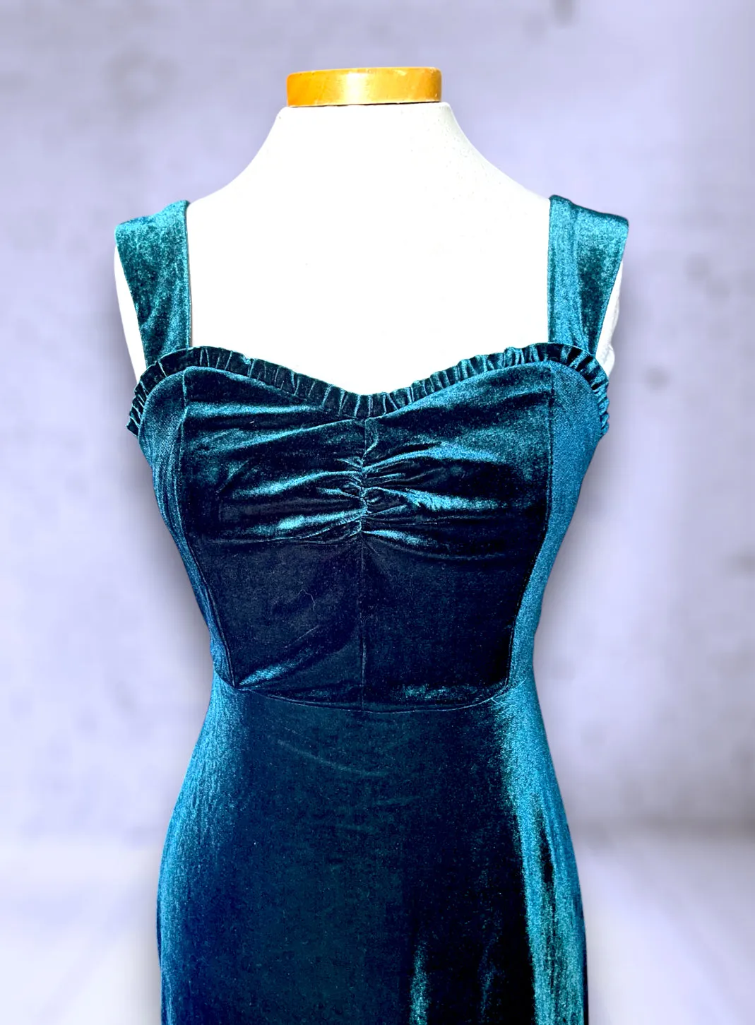 Vintage Betsy Johnson Green Teal Velvet Dress