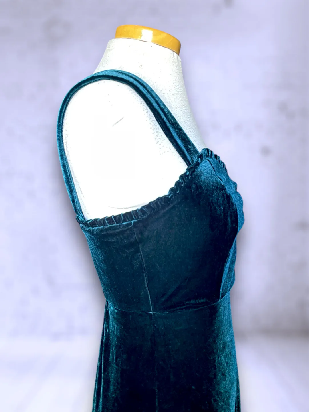 Vintage Betsy Johnson Green Teal Velvet Dress