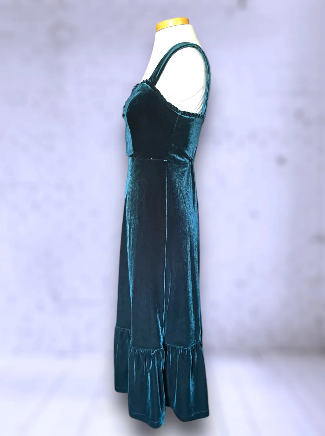Vintage Betsy Johnson Green Teal Velvet Dress