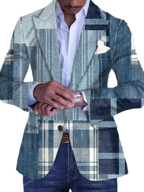 Vintage Patchwork Print 3 Pockets Single Breasted Blazer