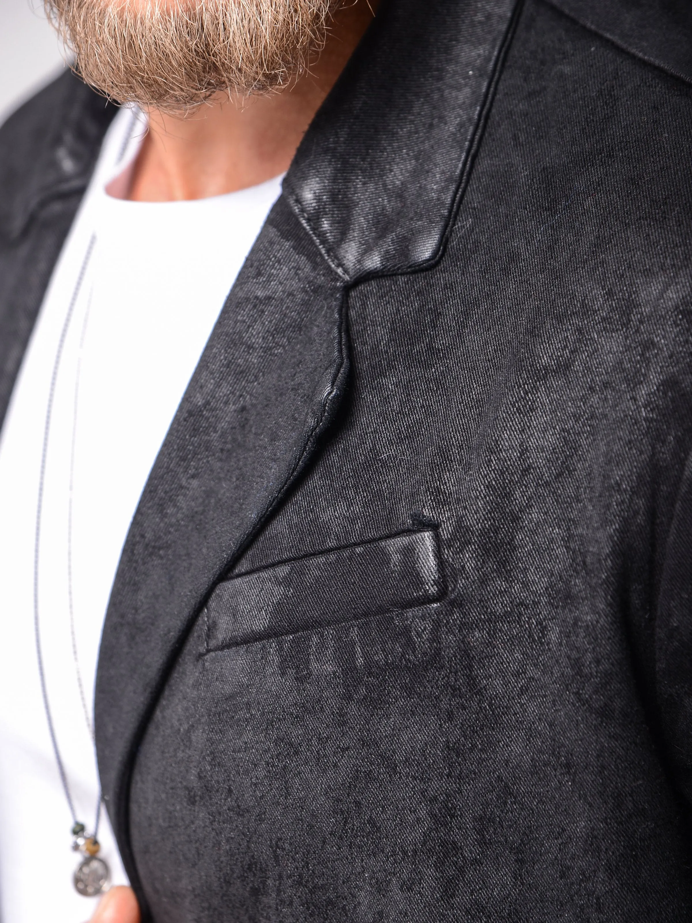 Waxed Denim Blazer
