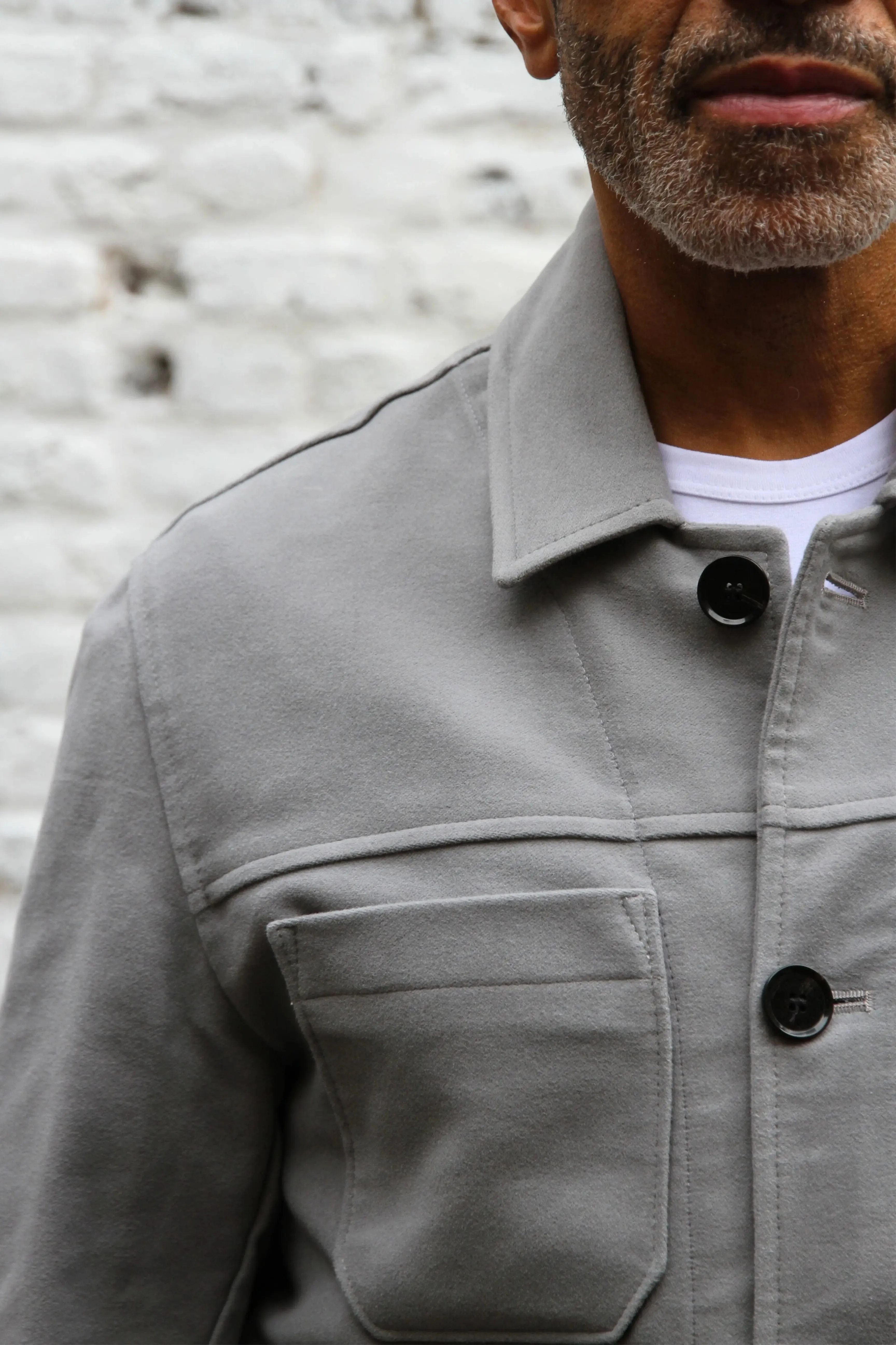Wilkes Shacket - Light Grey Moleskin