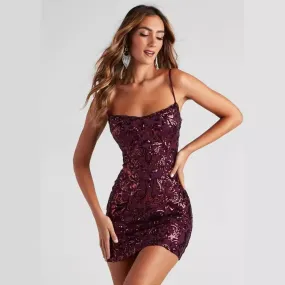 Women Sexy Backless Sequin Party Dress