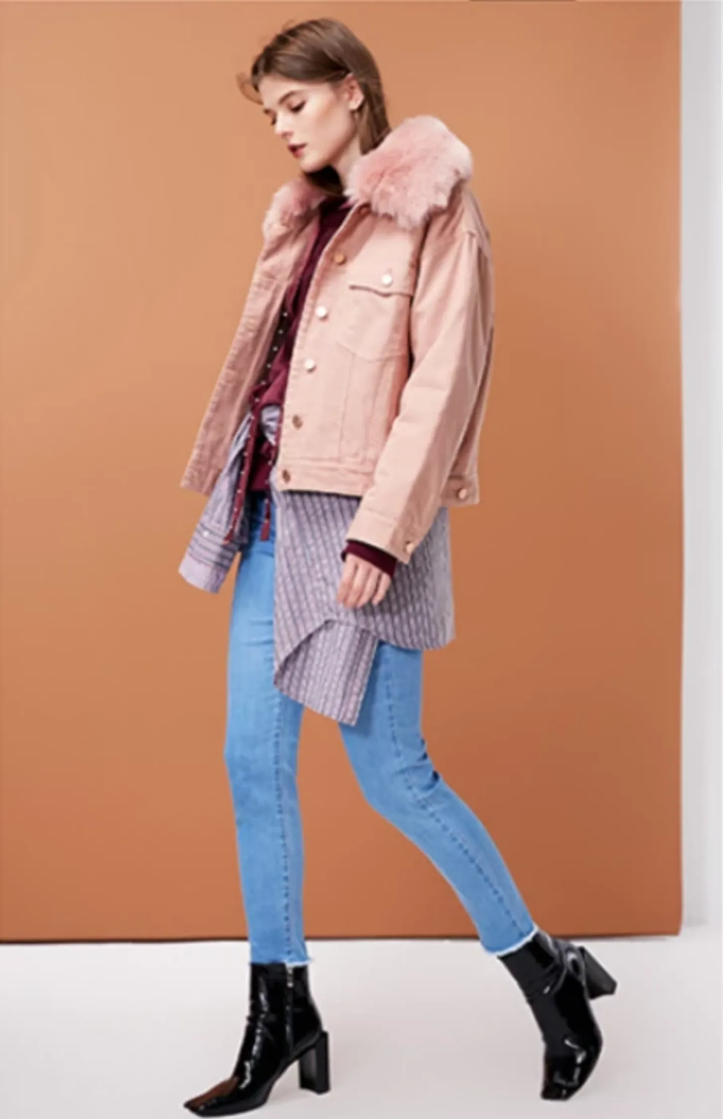 Women's Fur Collar Denim Jacket