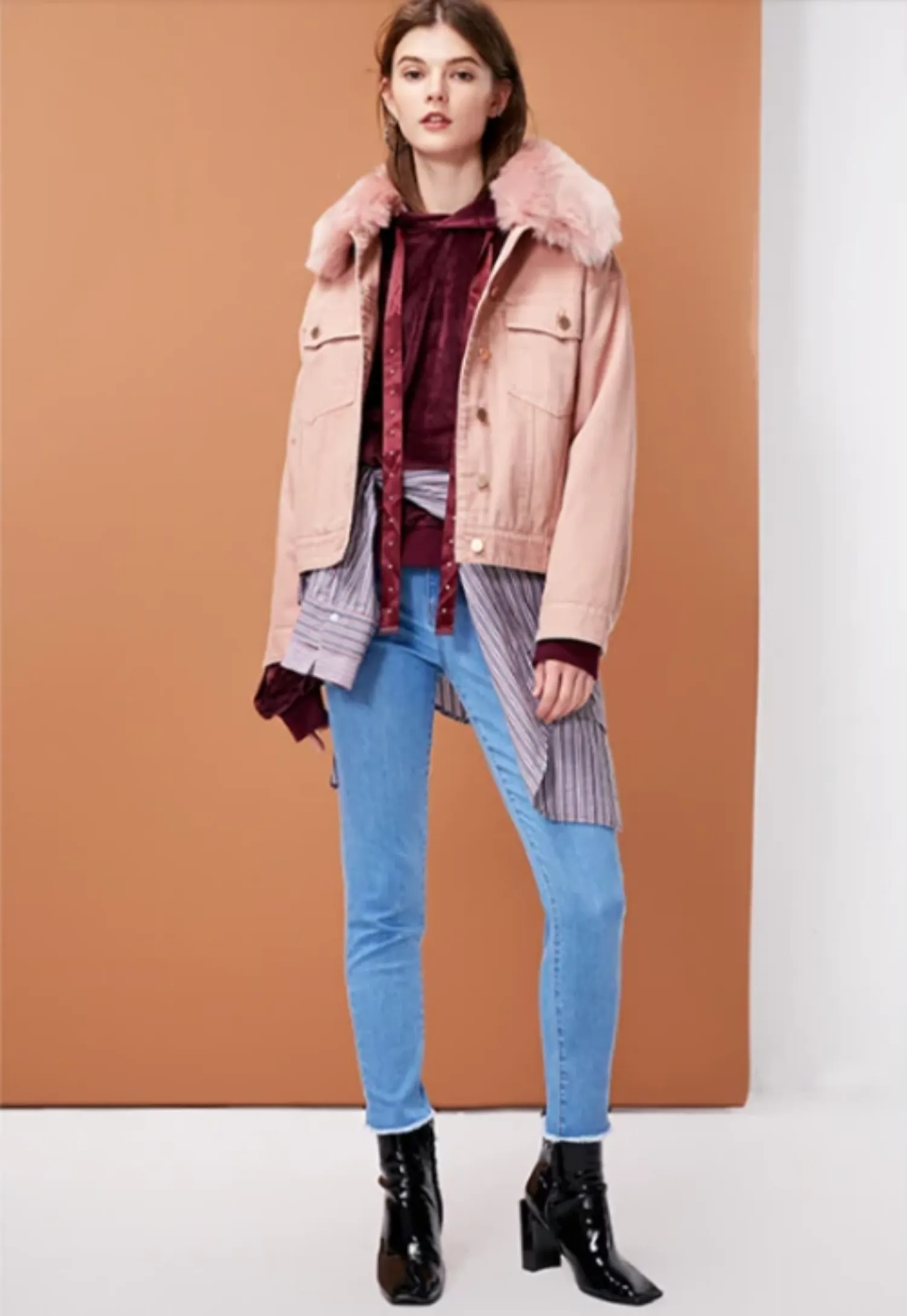 Women's Fur Collar Denim Jacket