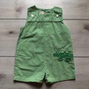 ZU Green Gingham Crocodile Applique Romper